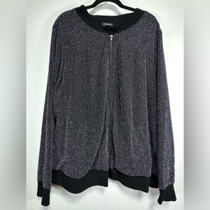 Torrid Black & Silver Sparkle Bomber Jacket – Size 4X